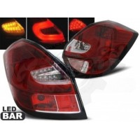 Задние фонари красно-белые "LED BAR" (Skoda Fabia 2 2007-2014)