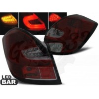 Задние фонари красно-тонированные "LED BAR" (Skoda Fabia 2 2007-2014)