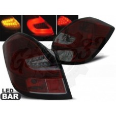 Задние фонари красно-тонированные "LED BAR" (Skoda Fabia 2 2007-2014)