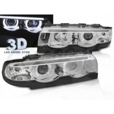 Передние фары "CHROME HEADLIGHTS ANGEL EYES LED 3D fits" (BMW E38)