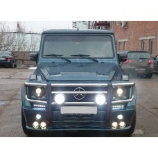 Накладка на передний бампер 6 линз "ART" (Mercedes G-Klasse W463)