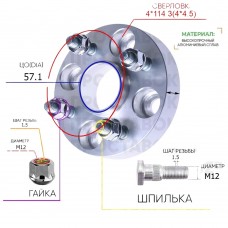 Проставка ступичная 20 мм (4*114.3; ЦО: 57,1)